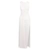 En Stock Vestido Bodycon Transfronterizo Europeo y Americano, Nuevo Vestido de Verano Color Sólido, Elegante Vestido Largo de Cuello Redondo con Abertura Estilo Vacaciones.