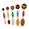 Cuchara medidora de doble cabeza de acero inoxidable juego de cinco piezas de cuchara para condimentos cuchara medidora de escala para hornear almacenamiento de absorción magnética