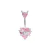 Nuevos Anillos para Ombligo Rosas con Lazo Estilo Europeo y Americano, Diversas Joyas para Piercing con Circonitas de Gran Venta, Accesorios para Anillos de Ombligo