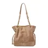 Bolso de hombro tipo tote grande y elegante para otoño e invierno, bolso cruzado casual de moda para mujer, bolso vintage de gamuza con cadena