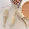 Escova de copo de fibra vegetal natural com cabo de madeira, para limpar copos, fundos de garrafa e áreas de difícil acesso; também adequado para limpar mamadeiras