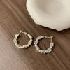 Pendientes de perlas de metal irregulares con diseño de nicho para mujer, de plata 925, ligeros, de lujo, elegantes y de moda.