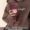 Pulseira de gato com espelho de bolinhas adequada para capa de celular iphone18pm 16 textura de couro iphone17 silicone 15 fofo