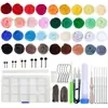 Set de Fieltro de Tiras de Lana de Colores 66S Paquete de Material para Fieltro de Aguja Herramienta Manual DIY Set