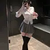 Fragancia para Escuchar por la Noche Estilo Academia Japonesa Falda Plisada Conjunto de Estudiante Uniforme JK Camisa Ajustada a la Cintura Chica Caliente Mujer