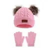 Amazon Transfronterizo Gorro de Punto para Niños Otoño e Invierno Set de Dos Piezas Gorro de Lana Gorro con Pompón Gorro Engrosado Cálido a Prueba de Viento