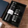 Taza Recta Termo de Acero Inoxidable 304 de Gama Alta con Tres Tapas Set de Caja de Regalo Regalo de Negocios Venta al por Mayor Portátil Popote