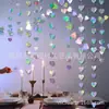 Decoraciones de hilo de papel con forma de corazón cortado a láser para fiestas de San Valentín y bodas, guirnaldas de corazones de colores del arcoíris, cintas, pancartas y decoraciones colgantes