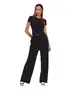 Traje Casual de Dos Piezas para Mujer Exportación Europea y Americana 2025 Amazon Tops de Manga Corta Pantalones de Pierna Ancha de Cintura Alta Ropa Deportiva