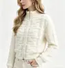 Cárdigan de punto con cremallera de piel sintética tipo visón jacquard retro para mujer, abrigo suéter suave y esponjoso para otoño e invierno con estampado de bloques de color