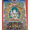 Thangka Nepalês Pintado à Mão Estátua Premium de Buda do Buda da Medicina Amitabha, Grande Pintura de Parede Thangka para Decoração de Sala de Estar e Entrada