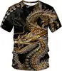 Venta Caliente Transfronteriza Camiseta Pulóver para Hombre Impresión Digital 3D Patrón de Dragón Casual Europea y Americana Talla Grande Manga Corta