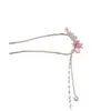 Taco para el Cabello con Borla de Perla Flor Ojo de Gato Antiguo, Horquilla en Forma de U Flor Mariposa, Tiara para el Cabello Recubierta para la Parte Trasera de la Cabeza para Mujeres