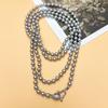 El nuevo collar recomendado de perlas de concha marina gris Shijia para mujer, cadena comodín de otoño invierno, textura exquisita multicapa que se puede apilar, cinturón