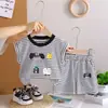 Ropa de Verano Nueva para Niños Conjunto de Manga Corta Infantil Casual de Verano Deportivo Pantalones Cortos Finos Conjunto de Dos Piezas Moderno