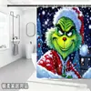 Bestseller transfronterizo de Amazon: Cortina de ducha verde del Grinch, cortina de ducha impermeable de pongee con estampado digital de dibujos animados