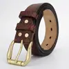 Cinturón de Hebilla de Aguja de Piel de Vaca para Jóvenes y Personas de Mediana Edad, Cuero Genuino, Cinturón de Moda y Versátil, Cinturón Retro para Jeans