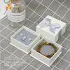 Caja de joyería con lazo blanco, bolso de mano, envío directo de una pieza, paño para pulir plata, certificado, caja de embalaje para collar, juego de cajas de regalo
