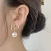 Pendientes de Perla Estilo Coreano Aguja de Plata S925 Diseño de Nicho Pendientes de Alta Gama Moda Exquisita Pendientes Versátiles Venta al por Mayor