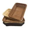 Cesta rectangular para pan de ratán no imitativo, cesta de almacenamiento de ratán, cesta de frutas para supermercado, cesta de almacenamiento tejida de ratán