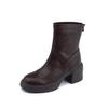 Botines Cortos Retro Otoño e Invierno Versátiles de Suela Gruesa para Aumentar Altura con Tacón Grueso, Botas Martin, Cremallera Trasera, Botines Cortos Ajustados para Mujer