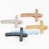 Accesorios para Joyería DIY Cobre Puro Chapado en Oro Microincrustado Cuentas de Cruz Accesorios para Pulseras Hechas a Mano Chapado en Oro Blanco Dorado Negro