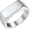 Anillo de acero de titanio con sello cuadrado de 7 MM 24 Europa y Estados Unidos venta caliente transfronteriza anillo de pareja simple Explosiones griegas de Amazon