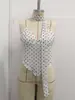 2026 Estilo Europeo y Americano Transfronterizo Verano Nuevo para Mujer Camiseta sin Mangas Sexy de Cuello Halter con Estampado de Lunares Rociados Rectos y Amarre