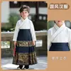 Conjunto Melhorado de Hanfu para Meninos Saia Ma Mian Padrão de Dragão Pesado Estilo Nacional Traje Antigo Performance Infantil Viagem Filmagem Estilo Chinês Traje Formal