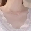 Qianjia S999 Prata Pura Novo Laço Zircônia Colar Luxo Acessível Doce Literário Nicho Elegante Corrente para Clavícula Dropshipping