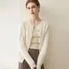 Nuevo cárdigan de punto 100% cachemira pura para mujer, cuello redondo, color liso, abrigo de punto, suéter exterior suelto y sencillo para otoño e invierno