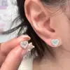 Pendientes de Acero de Titanio con Forma de Lazo de Corazón Dulce para Mujer, Diseño Único, Hipoalergénicos, Clavos Redondos Planos