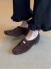 Zapatos Planos de Gamuza Plegados de Punta Cuadrada Retro para Mujer 2025 Otoño Nuevos Elegantes Versátiles Suela Suave Boca Baja Zapatos de Ballet
