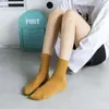 Meias novas femininas cor sólida algodão penteado japonês quatro estações meias cano alto preto e branco JK cor doce meias femininas simples atacado