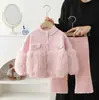 Suéter para Niña 9 Piezas Suéter Cardigan de Color Sólido Peludo Conjunto Tejido 2026 Nuevo Estilo Coreano Suéter Infantil Conjunto de Dos Piezas Otoño e Invierno