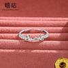 Xi Gu J0282 S925 Anillo de plata con personalidad y diamantes de la suerte, apertura ajustable, anillo de dedo de moda