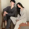 Pijama de Pareja Chunbaifen para Mujer, Conjunto de Pijama de Gasa de Algodón Puro para Primavera y Verano, Unisex, Se Puede Usar Afuera, Ropa de Casa de Manga Larga