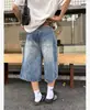 Jeans Cortos de Ajuste Holgado Lavado Vintage del Fabricante Original Pantalones Cortos Rectos Unisex Pantalones Cortos de Moda para Hombre