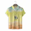 2024 Exportação Verão Novo Estilo Impressão Digital Popular 3D Simples e Fofo Pequeno Animal Camisa Casual Solta Masculina
