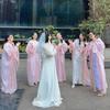 Vestido elegante y hermoso de dama de honor para boda, cárdigan con mangas abullonadas, LR496, 2023