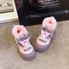Zapatos de Algodón para Niñas 2025 Otoño e Invierno Estilo Nuevo Kuromi Botas Cálidas de Suela Blanda Botas de Nieve Gruesas para Bebés con Forro de Felpa