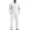 Conjunto de camisa de manga comprida e calça masculinas da moda casual, de corte solto, cor sólida, novo, europeu e americano, transfronteiriço da Amazon