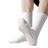 Calcetines de Algodón de Fibra Larga de Xinjiang, Diseño de Letras Blanco y Negro, Modernos, Transpirables, Resistentes a los Olores, Calcetines Largos de Algodón Casual de Negocios para Hombre