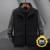 Colete de Veludo Cotelê Masculino Casual Outono Inverno Tamanho Grande Colete de Trabalho Jaqueta Quente com Gola Alta