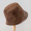 Chapéu de Balde Estilo Americano em Camurça Sintética para Outono e Inverno, Chapéu de Pescador Unissex, Pelúcia, Quente, Elegante Chapéu de Outono e Inverno, Retrô