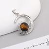 Colgantes de Piedra Natural y Cristal de Estrella y Luna de Venta Caliente Europea y Americana, Regalos de Moda, Colgantes de Collar de Cuarzo Rosa, Accesorios de Joyería al por Mayor