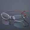 Armações de Óculos Sem Aro em Titânio Puro para Homens e Mulheres, Ultraleves, Anti-Luz Azul, Anti-Radiação, com Lentes de Grau