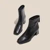 Botas de tacón grueso y punta cuadrada para mujer, nueva colección otoño/invierno 2026, botas ajustadas con cremallera trasera, botines de moda, casuales y versátiles, botas Martin