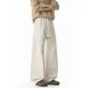 Calça longa masculina de corte oblíquo estilo americano, marca da moda, caimento clean, perna larga solta, calça casual reta, novo modelo 2026