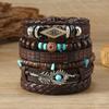 Pulsera de Cuentas Multicapa Turquesa Retro de Nuevo Producto Transfronterizo Moda Bohemia para Dama Pulsera Multicapa de Mariposa DIY